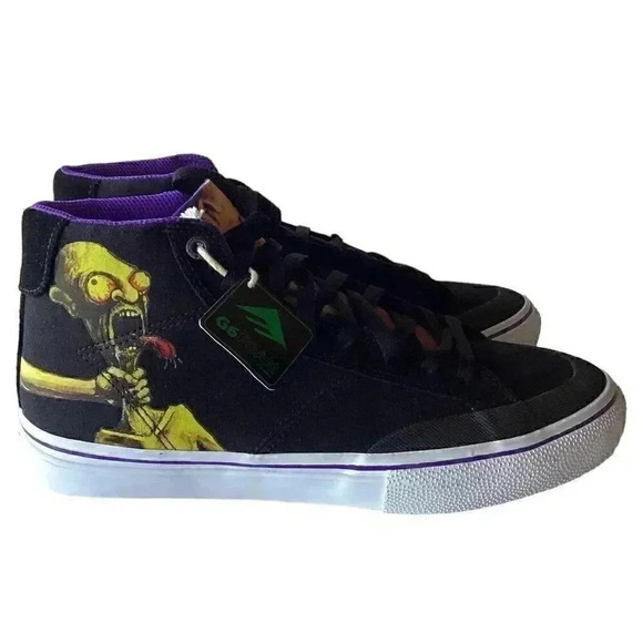 Emerica Mens 8 Skateboard Shoes Omen Hi X Dinosaur Jr Black/Purple NEW - Picture 3 of 9